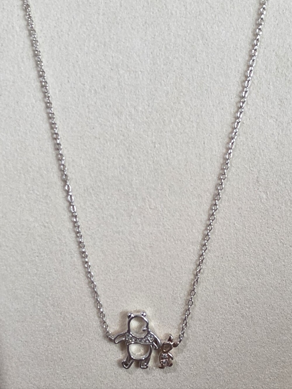 Disney Winnie the Pooh and Piglet Pendant Sterling Silver Necklace